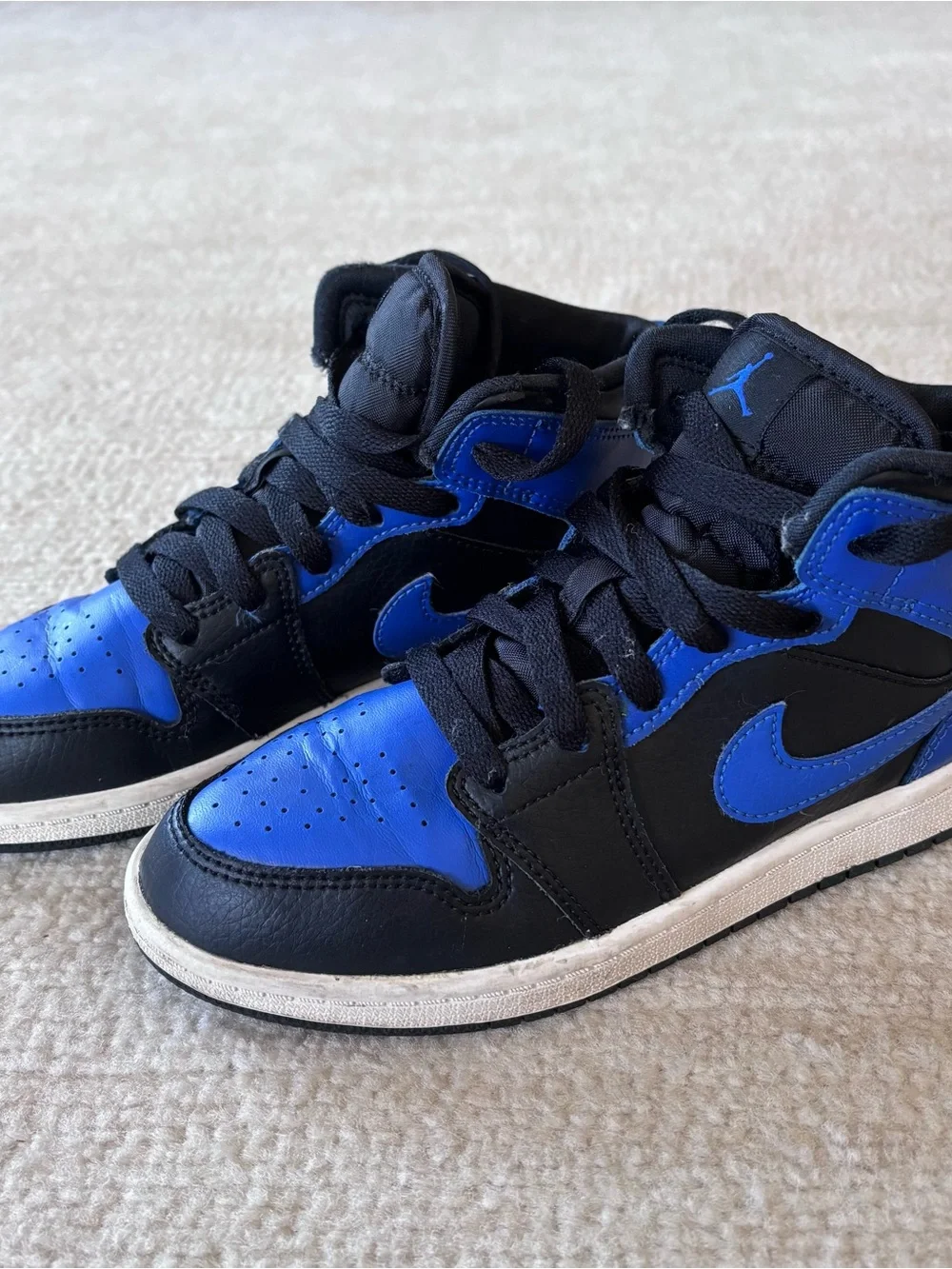 Nike Air Jordan Kids Black and Royal Blue High-Top Sneakers